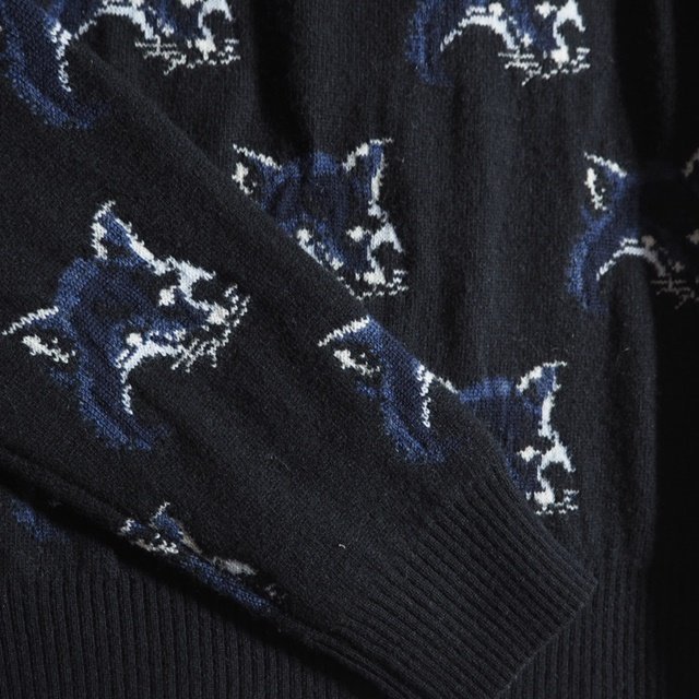 M6055z1　▼MAISON KITSUNE メゾンキツネ▼　ウール シルク カシミヤ バックジップ ニット スカート セットアップ ブラック 黒 キツネ 秋冬_画像6