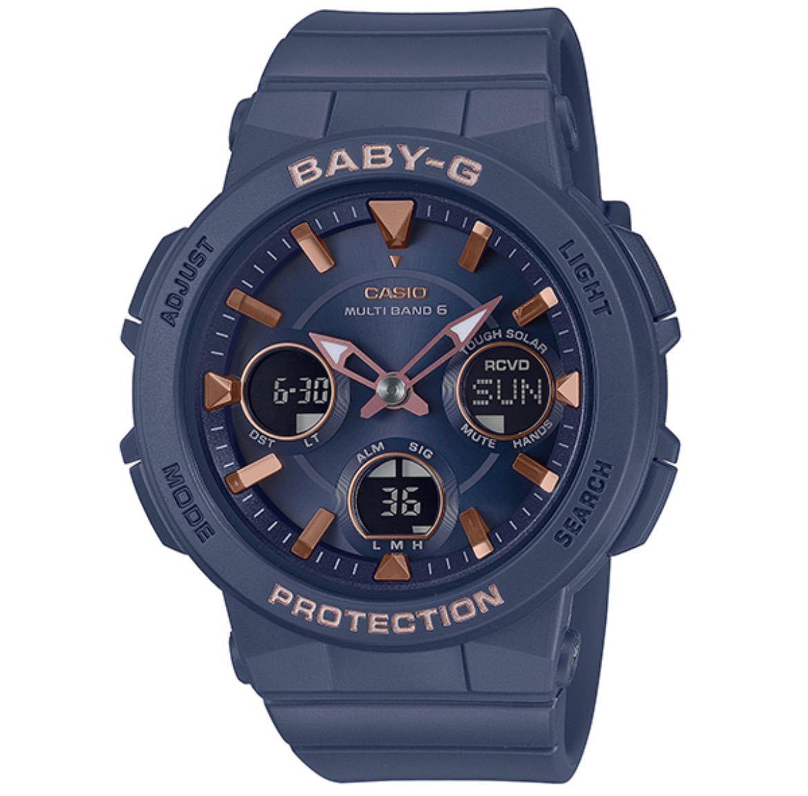 時計 腕時計 CASIO BABY-G PROTECTION ベビージー BGA-2510 5549 G-SHOCK 電波ソーラー ゴールド　ネイビー　STEEL_画像1