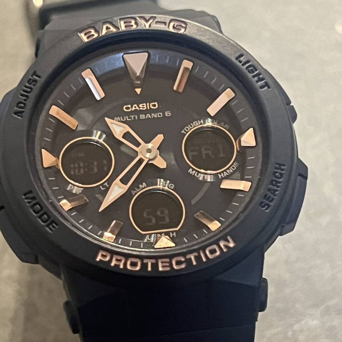 時計 腕時計 CASIO BABY-G PROTECTION ベビージー BGA-2510 5549 G-SHOCK 電波ソーラー ゴールド　ネイビー　STEEL_画像3