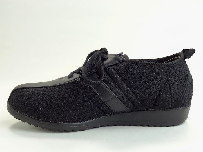 送料無料 RE866 ブラック 黒 24.0cm 4E 日本製 婦人靴 軽い レディースカジュアルシューズ 幅広 ファスナー付き ストレッチ素材の画像2
