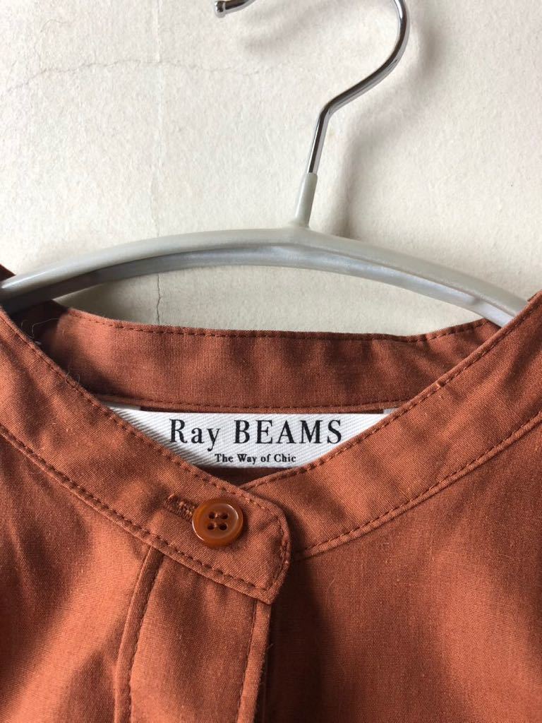 レイビームス Ray BEAMS 大人可愛いゆったりオーバーサイズ重ね着レイヤード風プリーツ切替バンドカラーシャツワンピース♪_画像5