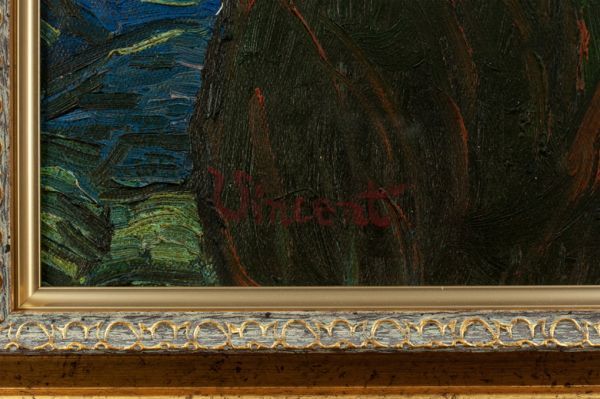 ●ヴィンセント・ヴァン・ゴッホ●油絵　手描き《星月夜》表サイン　鑑定書　F12号　額装　模写/検索ワード(ゴーギャン/モネ)f776 　_画像5