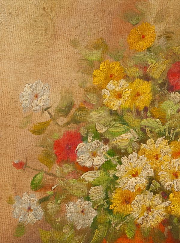 ●オーギュスト・ルノワール●油絵　手描き《花》表サイン　画廊取扱シール　P12号　額無　模写/検索ワード(モネ/シスレー)f873_画像3