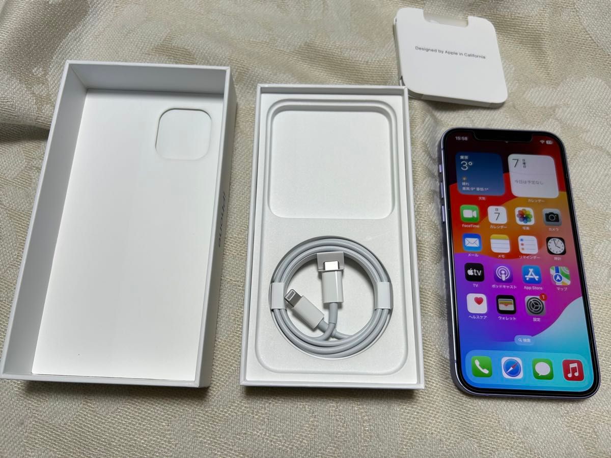 美品】iPhone12 128GB SIMフリー パープル/ケーブル未使用 美品】iPhone12 128GB SIMフリー パープル/ケーブル未使用