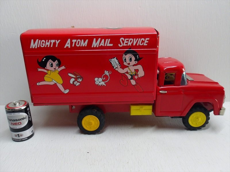 浅草玩具 MIGHTY ATOM MAIL SERVICE TRUCK 1960年代 当時物 ブリキ フリクション 鉄腕アトム トラック 箱付 雑貨_画像5