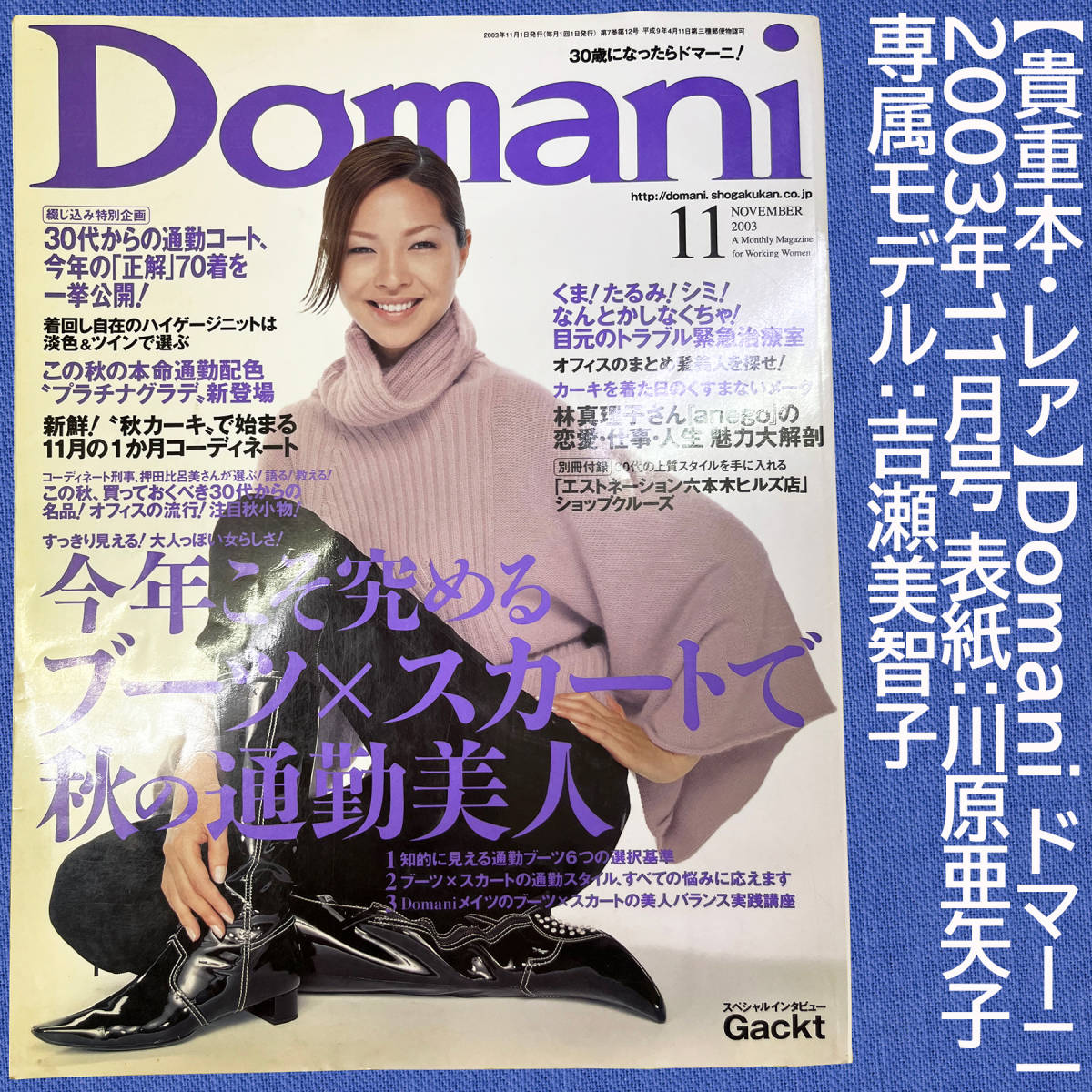 貴重本・レア】Domani ドマーニ 2003年11月号 表紙:川原亜矢子 貴重本・レア】Domani ドマーニ 2003年11月号 表紙:川原亜矢子