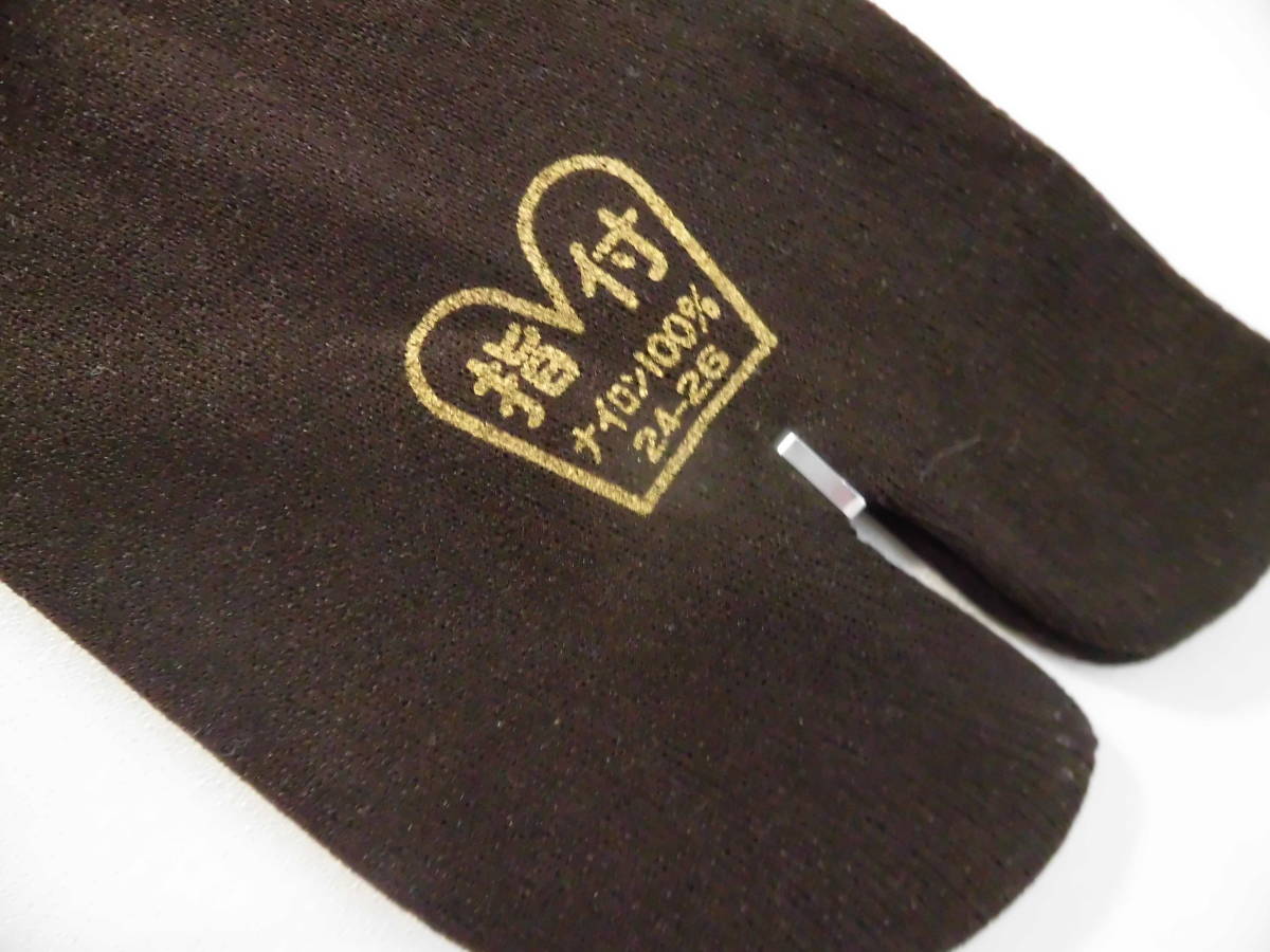 レトロ 日本製 紳士用靴下 指付 ソックス  ナイロン１００％ 茶 ２３９８の画像2