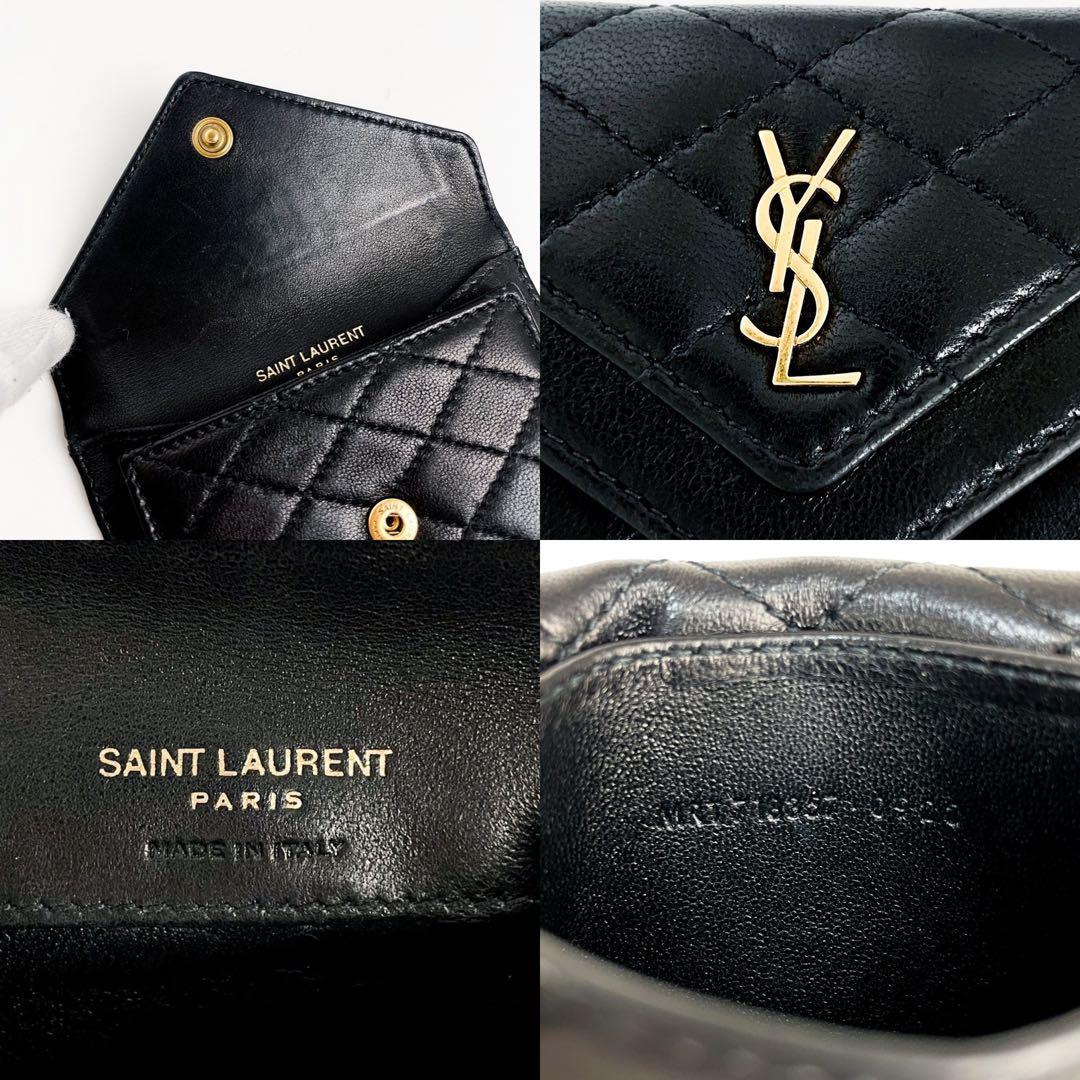 美品☆SAINT LAURENT PARIS サンローラン パリ フラグメントケース カサンドラ キルティング ゴールド金具_画像9