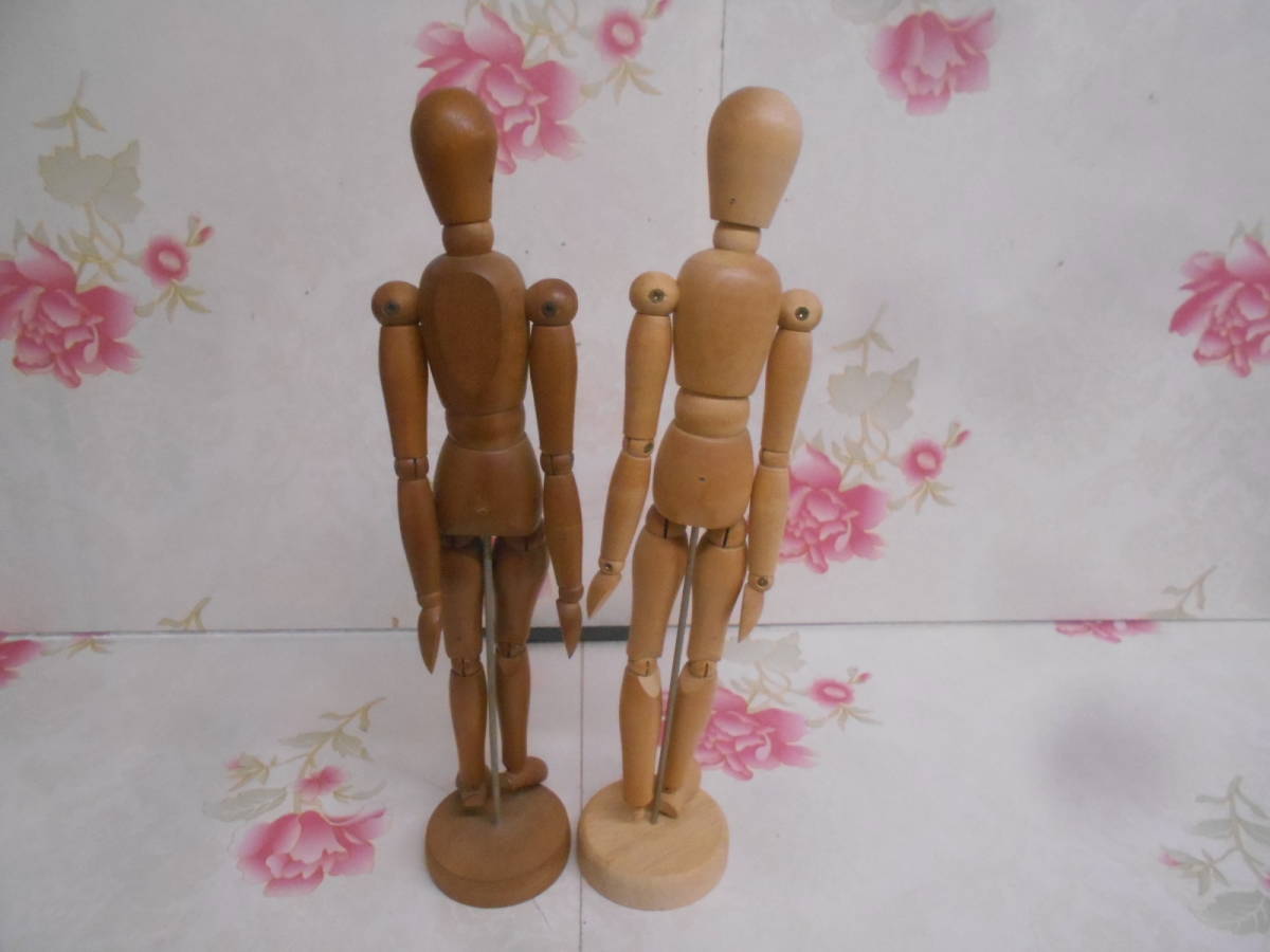 9F☆／木製 デッサン人形 2体セット 約33cm_画像2