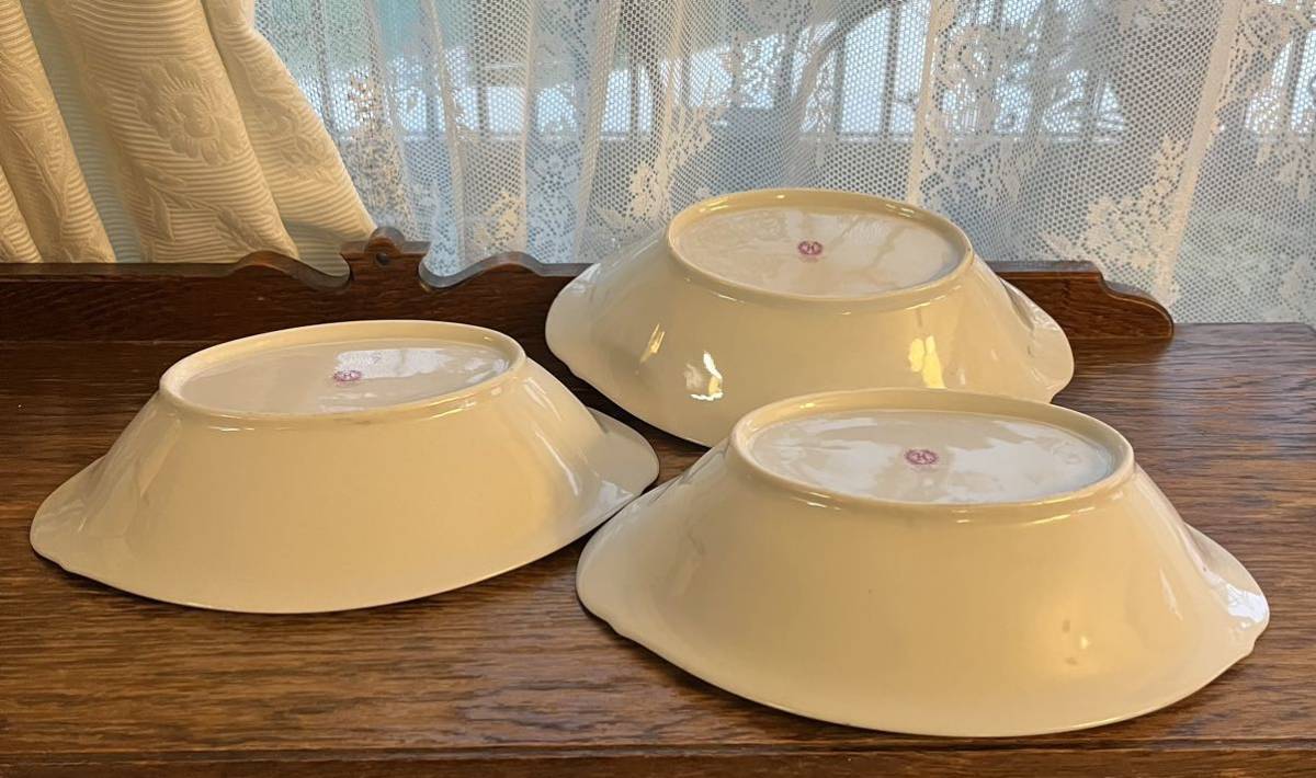 カレー皿 昭和レトロ 3客 ピンクの花柄 洋食屋さんのカレー皿 USED_画像9