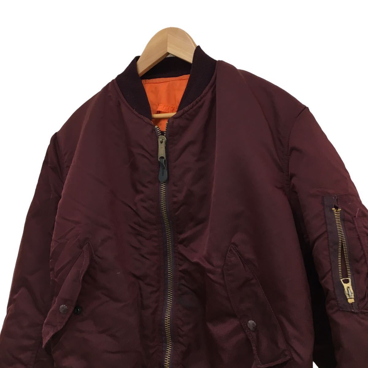 NC200 USA製 ALPHA INDUSTRIES アルファインダストリーズ MA-1 ジャケット ブルゾン アウター コート ジャンパー 上着 トップス L エンジ_画像2