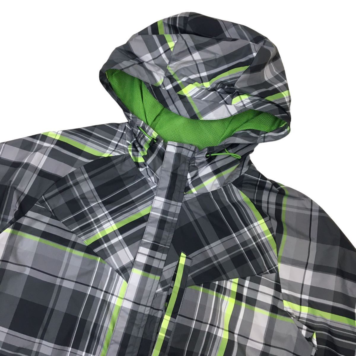 D505 NIKE ナイキ 長袖 ジップアップ ジャケット 上着 羽織り トップス ポリエステル100% グレー系 グリーン系 メンズ S_画像2