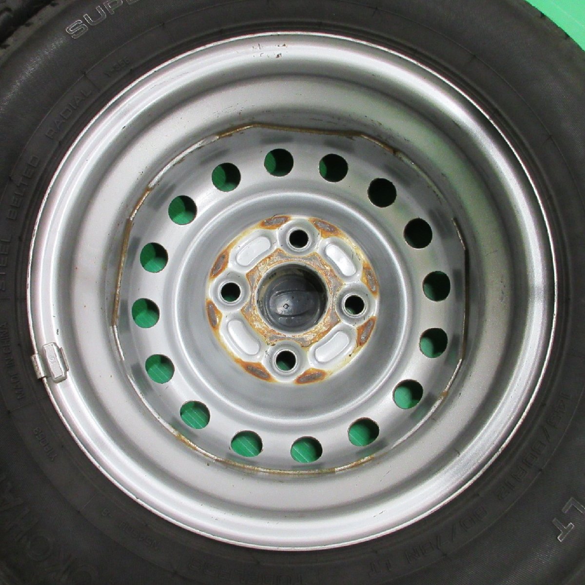 サンバー純正 ハイゼット純正 145/80R12 80/78N LT 夏タイヤ 60%-70%山 ヨコハマ SUPER VAN 356 4本 4穴PCD100 4.00B +40 中古新潟_画像4