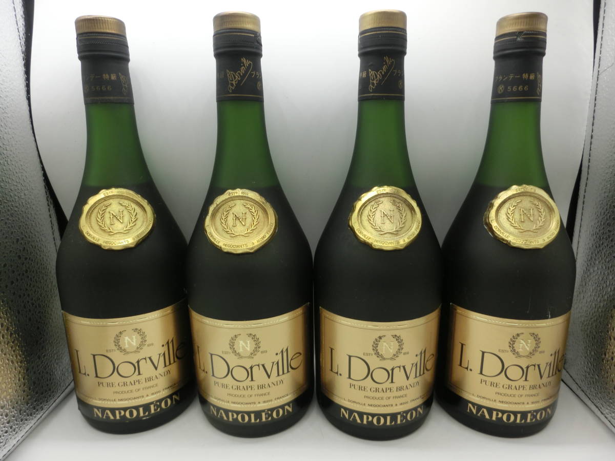 ・古酒・ブランデー4本セット・L.Dorville　NAPOLEON・ドーヴィルナポレオン・ピュア グレープ ブランデー・700ml ・40度・未開栓、保管品_画像5