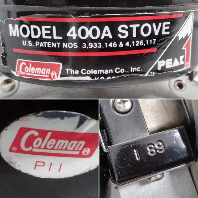 4 ジャンク Coleman コールマン 400A PEAK1 ピークワン ストーブ コンロ P11 89年 キャンプ アウトドア_画像4