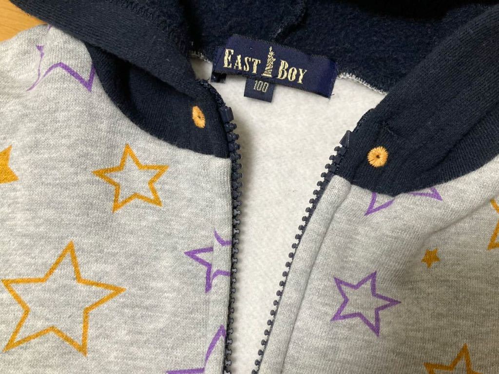 100cm 裏ボア 美品 「 EAST BOY 」 男の子 長袖 ジャンパー パーカー フリース ベビー 服 キッズ トップス アウター 防寒 イーストボーイ_画像3