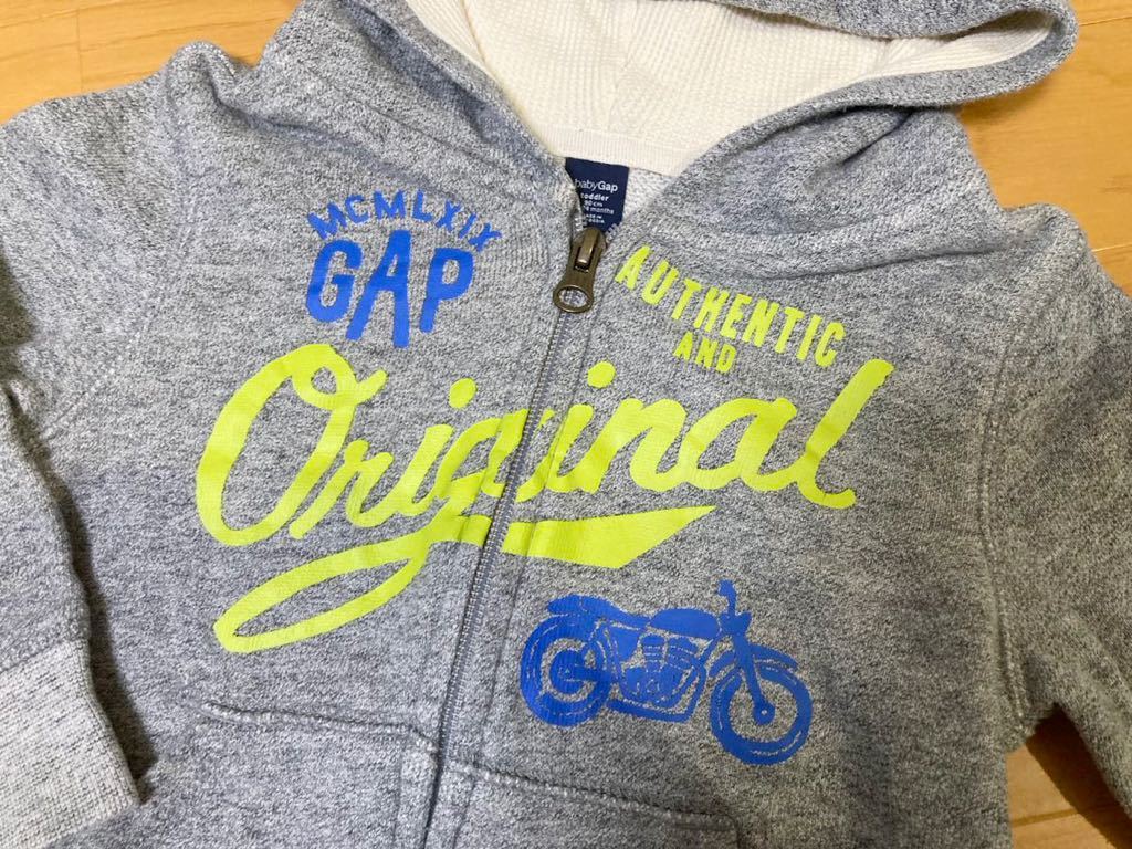 超美品 90 cm 「 baby GAP 」 男の子 長袖 ジャンパー パーカー トレーナー 服 キッズ トップス アウター 防寒 ブランド 綿100% ギャップ_画像2