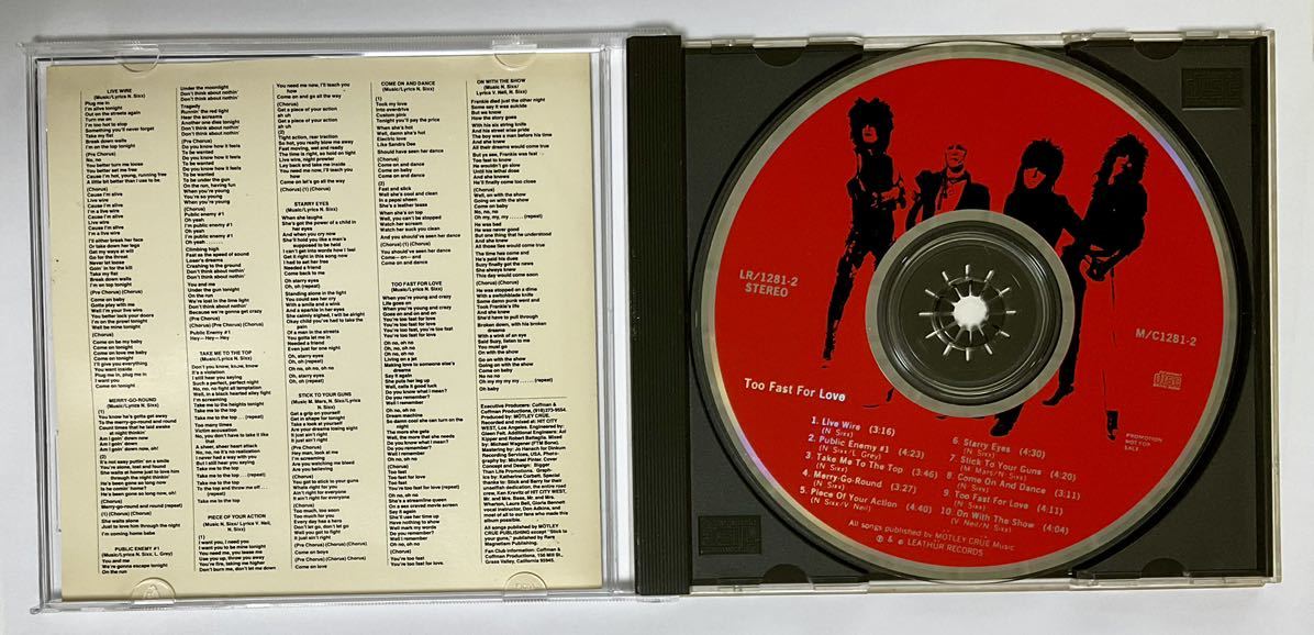 【非売品】プロモーション用CD　モトリー・クルー too fast for love MOTLEY CRUE 洋楽_画像2