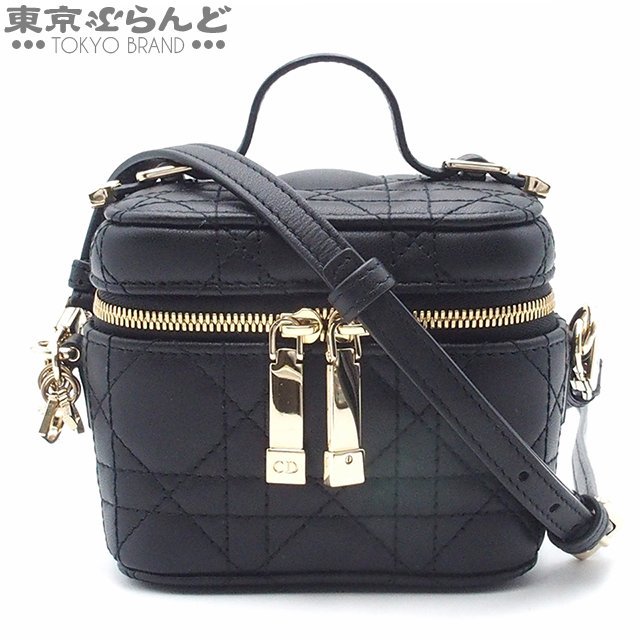 101707673 ディオール Dior マイクロ バニティ 2WAY ブラック ゴールド金具 レザー ハンドバッグ レディース カナージュ A