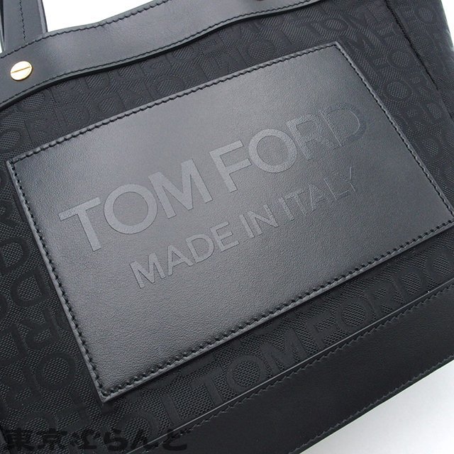 101708506 Tom Ford TOM FORD Logo tote bag 2WAY black leather canvas tote bag unisex 