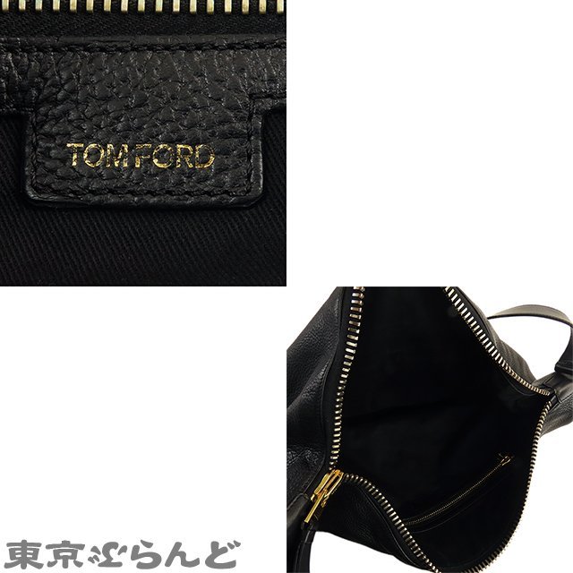 101709770 トムフォード TOM FORD ビッグジップ ショルダーバッグ ブラック レザー メッセンジャーバッグ メンズ_画像4