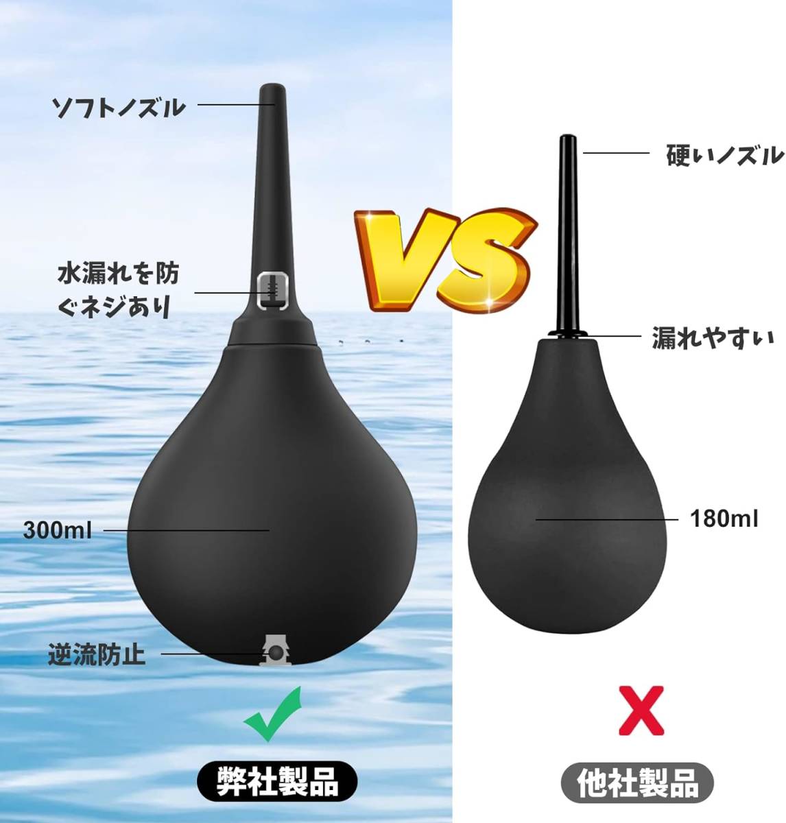 HONEYBUNNY アナル洗浄 大容量 280ml 浣腸 膣洗浄 浣腸器 アナル 膣内洗浄 逆流防止機能付きの画像3