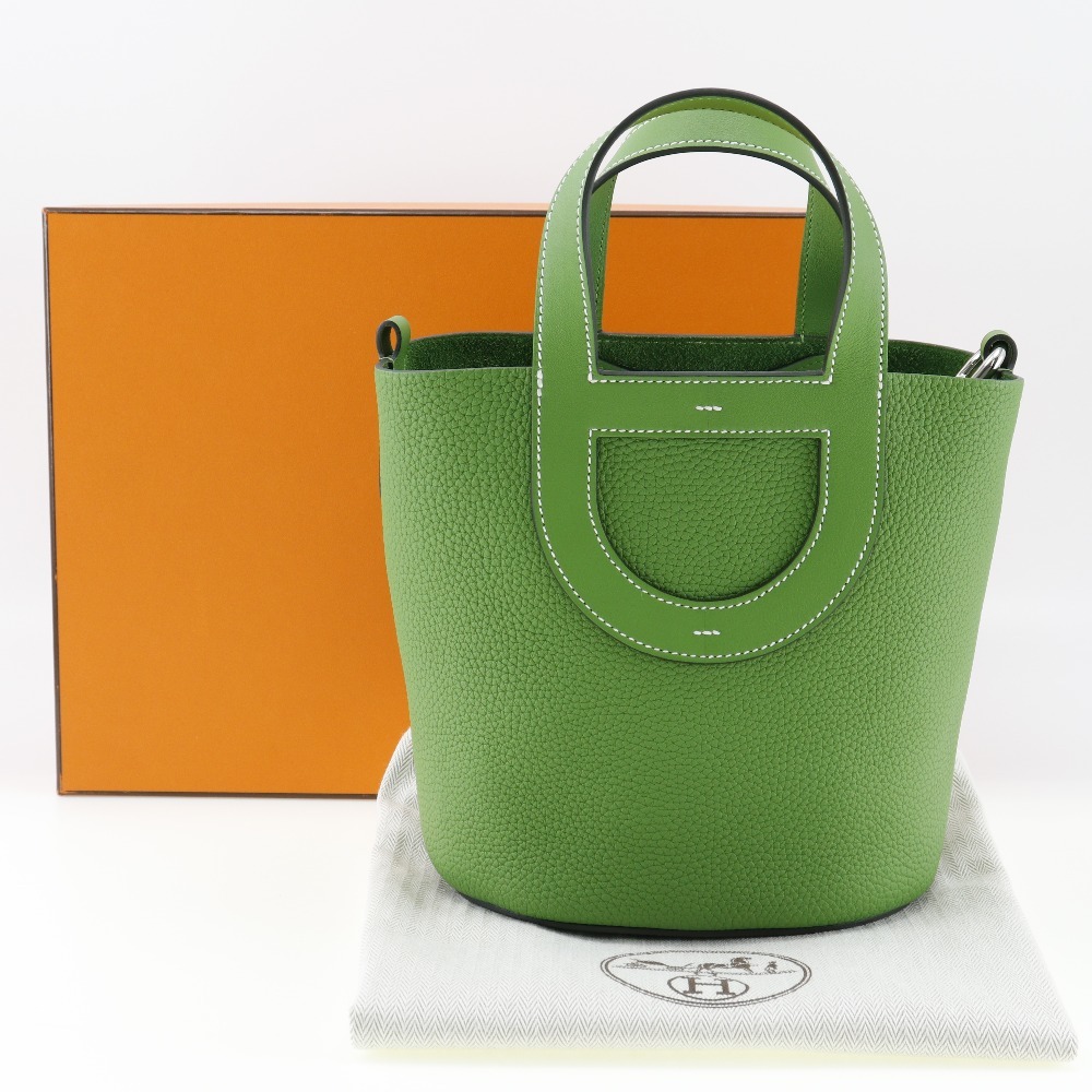 HERMES エルメス インザループ18 B ハンドバッグ トリヨンクレマンス×スイフト ヴェールユッカ レディース【I111624111】中古