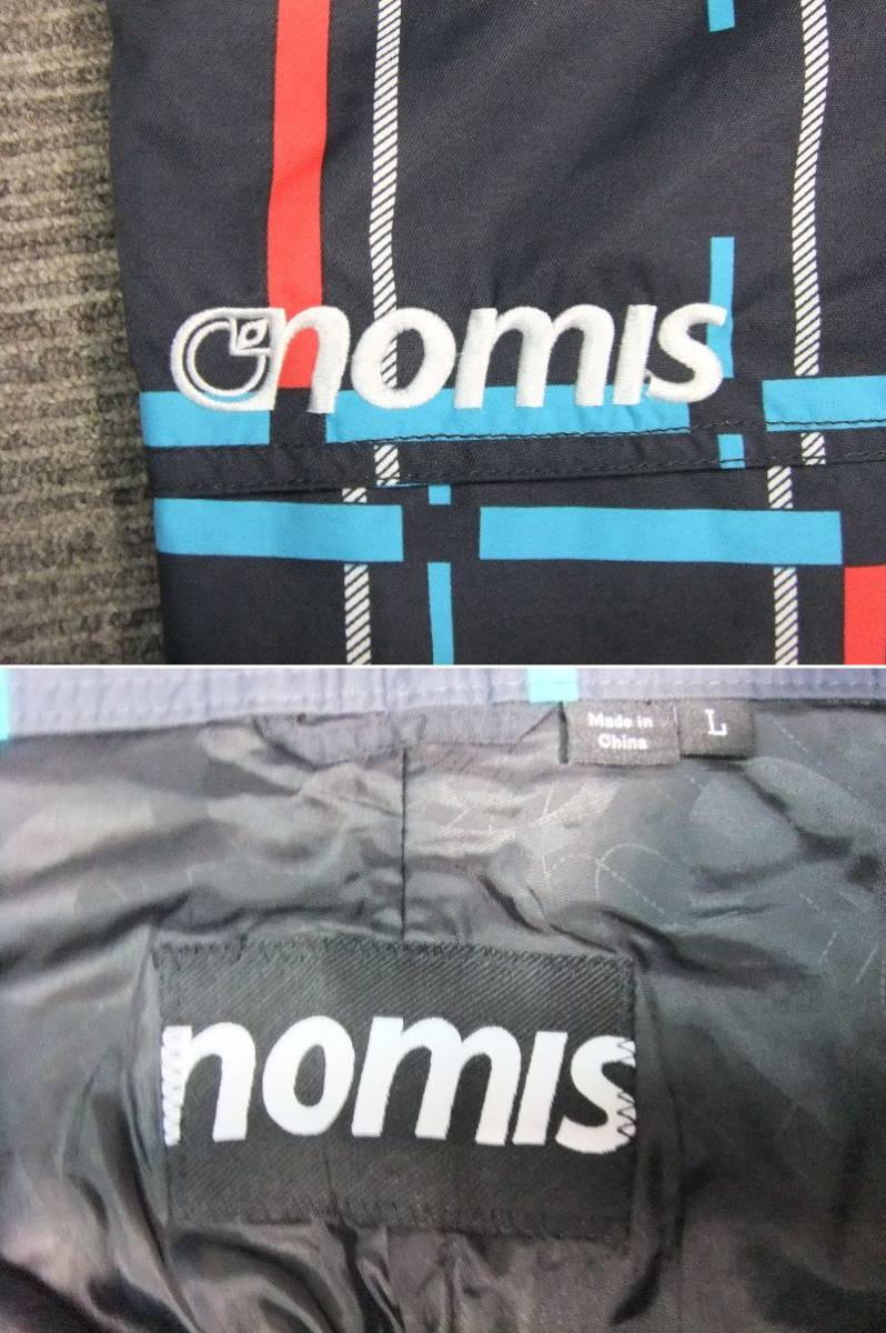 nc キ01-102 NOMIS ノーミス スノーウェア スキー スノーボード スノボ スポーツ アウトドア 上下セット 青 赤 チェック柄 メンズ Lサイズ_画像10