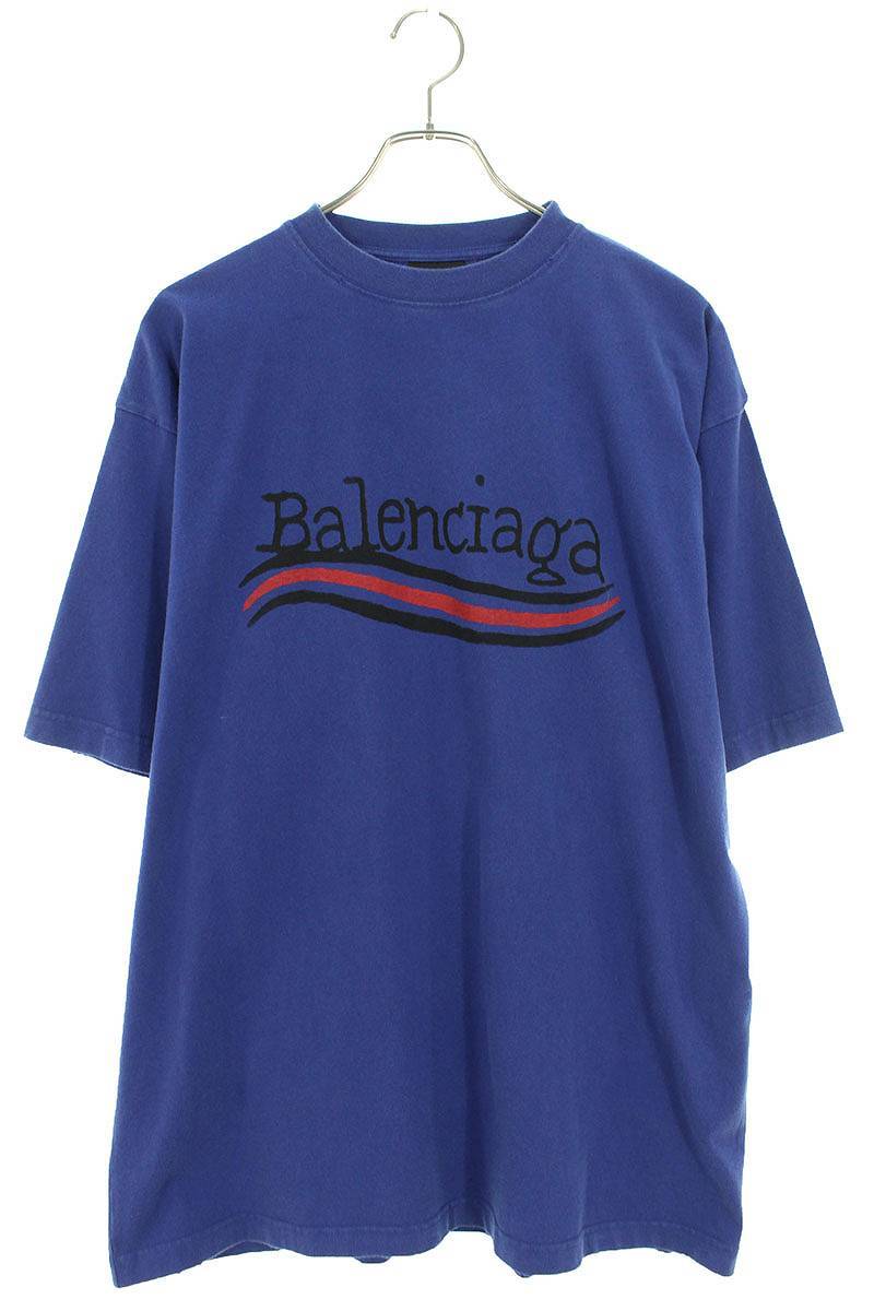 バレンシアガ BALENCIAGA 22AW 641675 TNVE7 サイズ:M デザインロゴラージフィットTシャツ 中古 OM10_画像1
