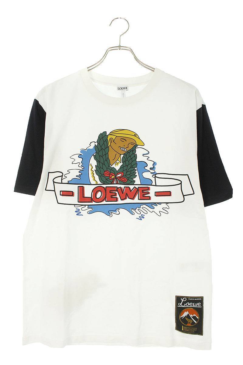 ロエベ LOEWE H6289180CR サイズ:L フロントデザインTシャツ 中古 SB01の画像1