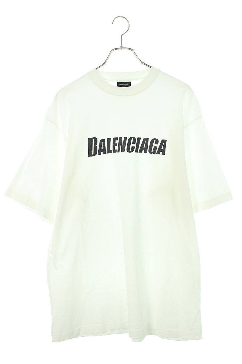バレンシアガ BALENCIAGA 651795 TNVL1 サイズ:XXS デストロイ加工オーバーサイズロゴクラックTシャツ 中古 OM10