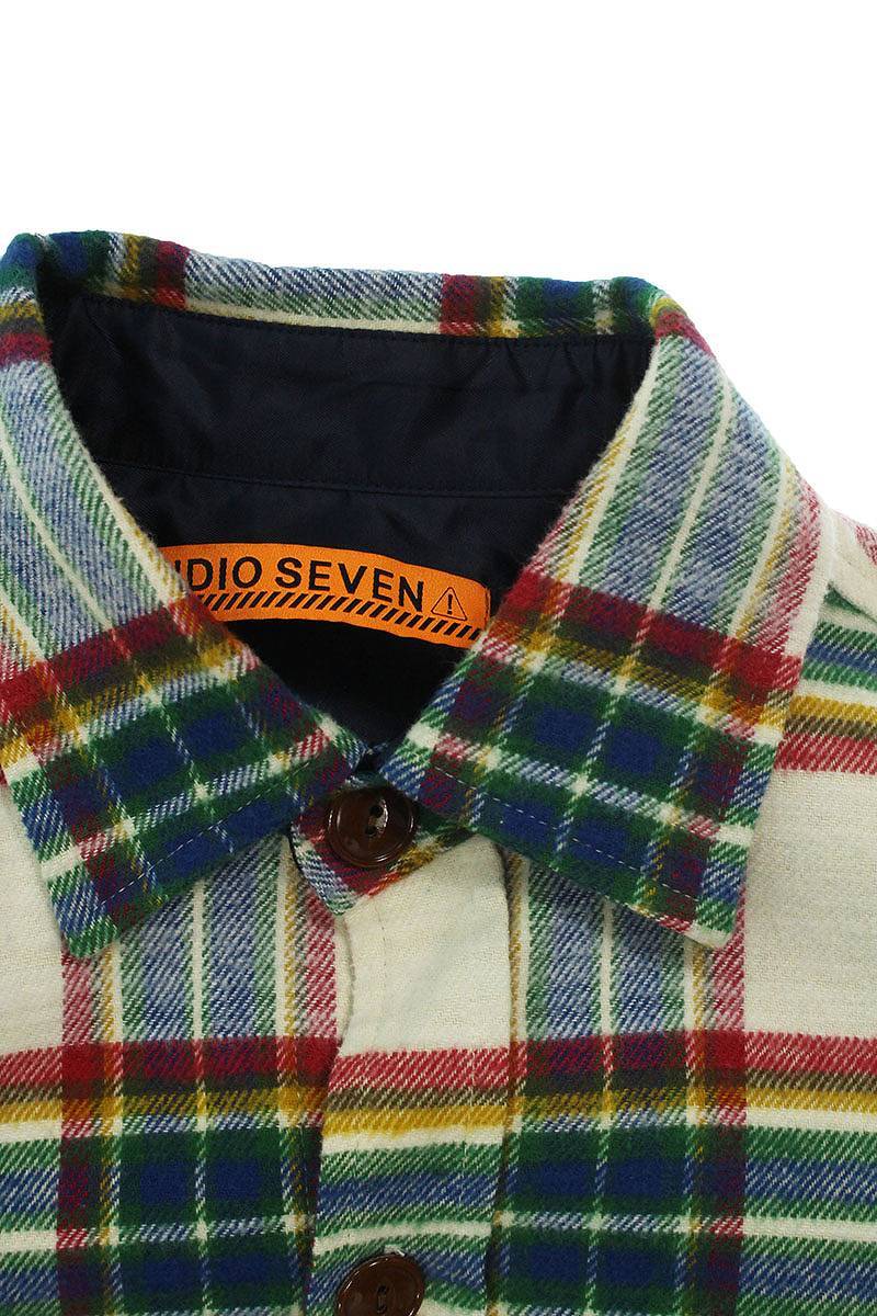 スタジオセブン STUDIO SEVEN 70864100 サイズ:L ワッペン装飾チェック長袖シャツ 中古 BS99_画像3