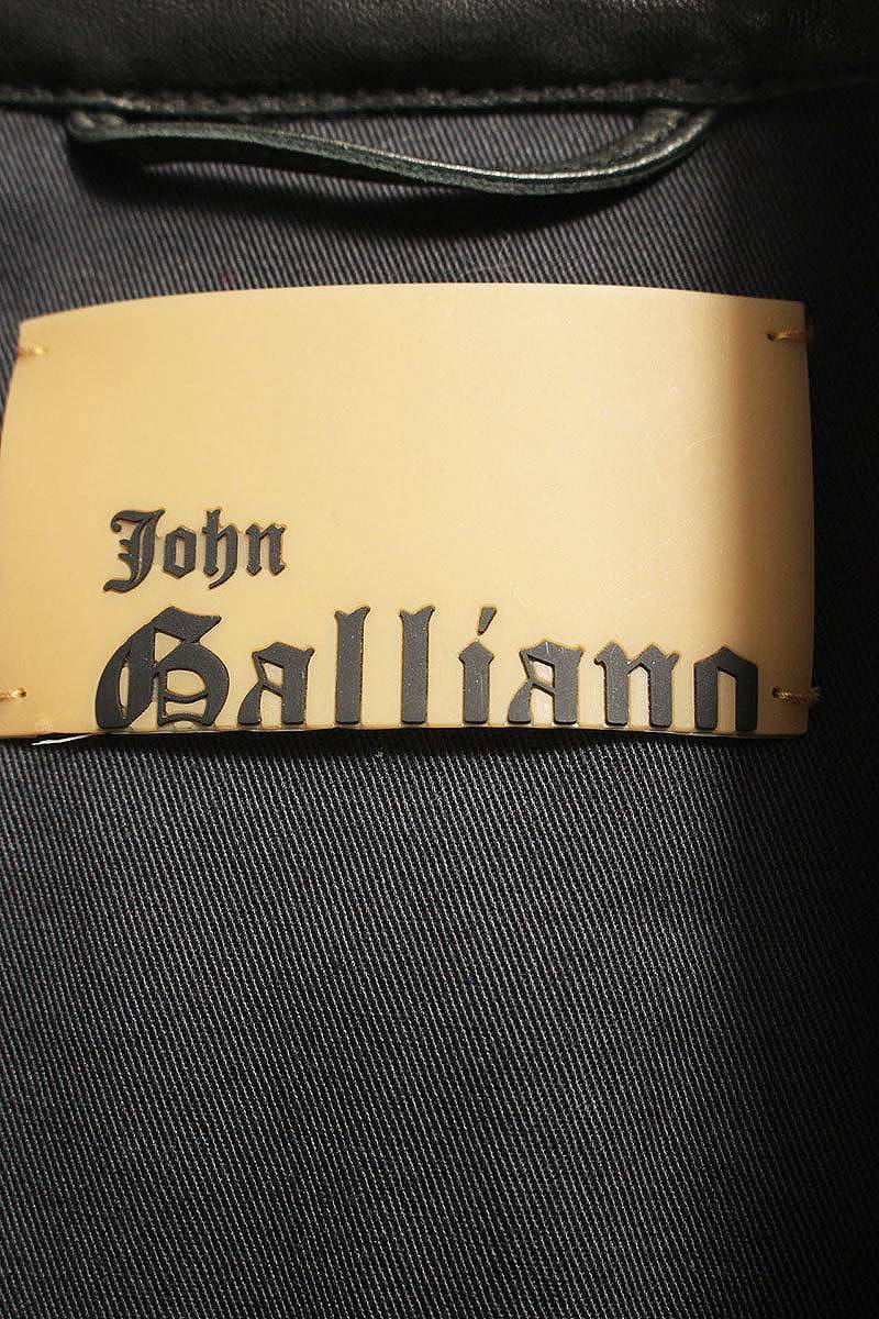 ジョンガリアーノ JOHNGALLIANO 6WCR020694 サイズ:52 刺繍デザイン中綿入りライダースレザージャケット 中古 BS99_画像3
