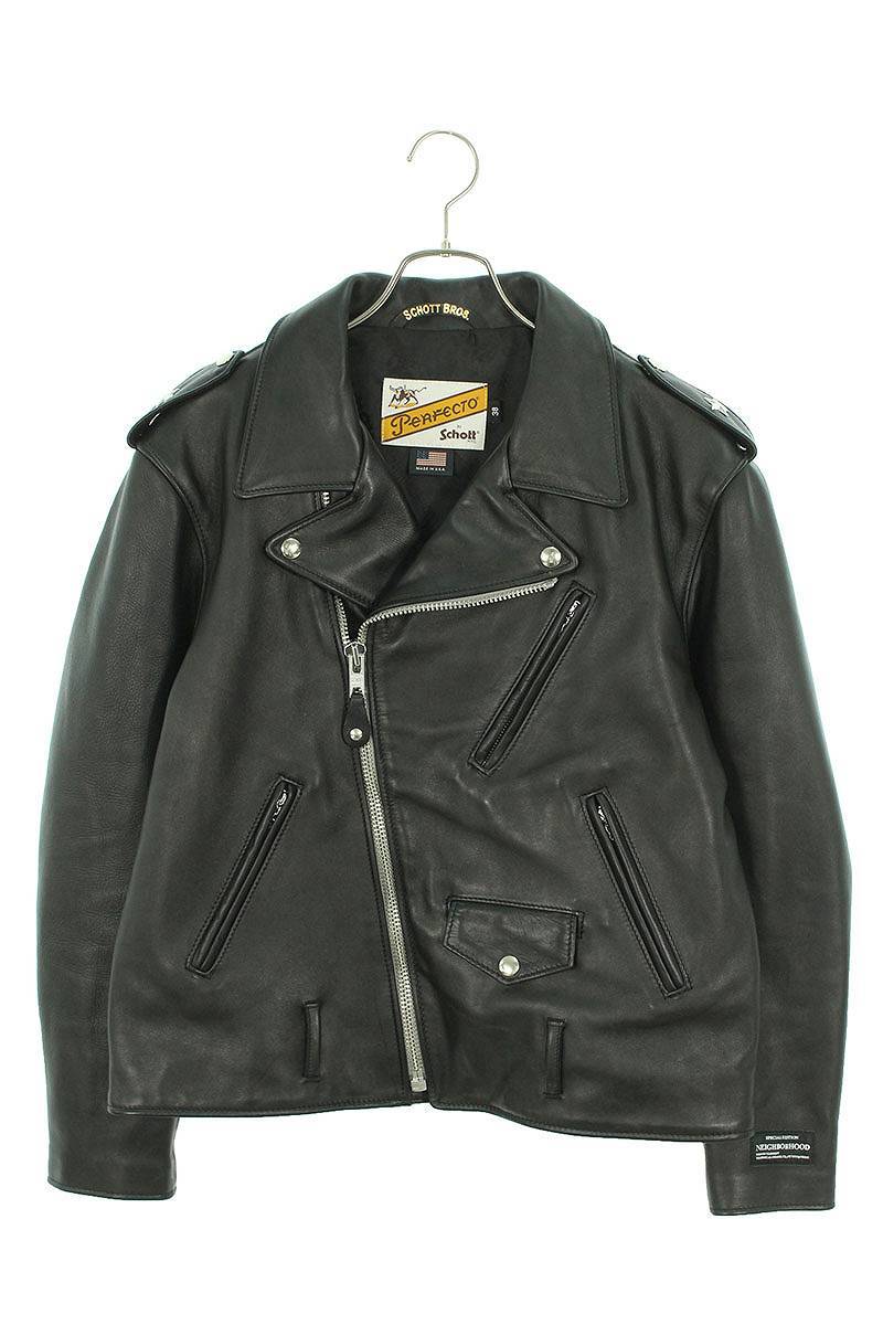 ネイバーフッド ショット 232US26N-JKM01S ONESTAR RIDERS JACKET サイズ:38 バックロゴダブルライダースレザージャケット 中古 BS99_画像1