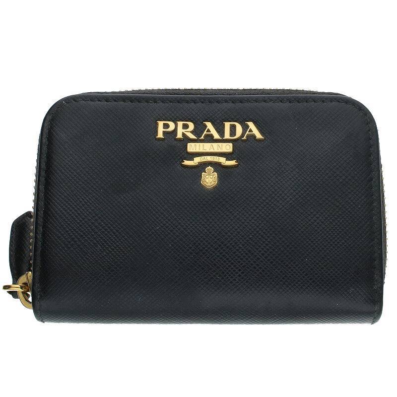 プラダ PRADA NERO/1ML040 サフィアーノレザーラウンドジップカードケース  BS99