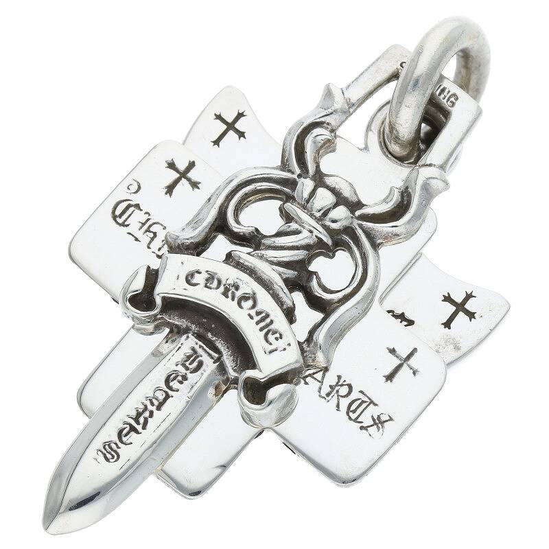 クロムハーツ Chrome Hearts 3TRINKETS/スリートリンケッツペンダント シルバーネックレストップ 中古 GZ11