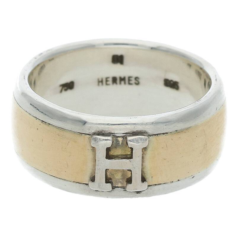 エルメス HERMES サイズ:51/11号 HロゴK18コンビリング 中古 FK04_画像1