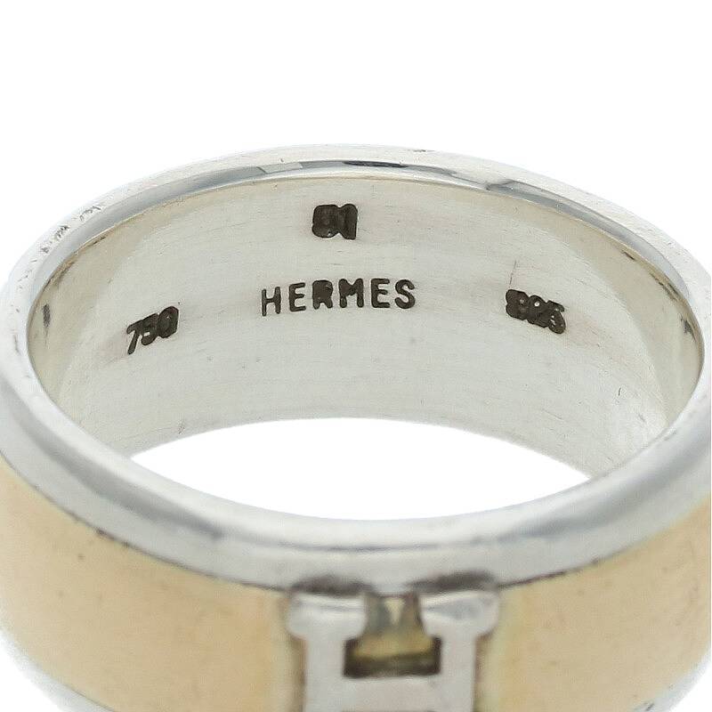 エルメス HERMES サイズ:51/11号 HロゴK18コンビリング 中古 FK04_画像3