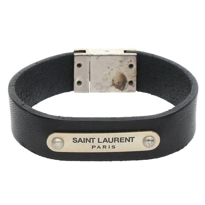 サンローランパリ SAINT LAURENT PARIS 483220 ロゴプレートレザーブレスレット 中古 BS99