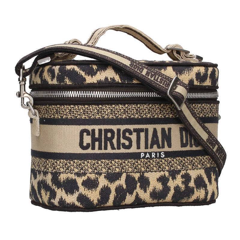 クリスチャンディオール Christian Dior DIOR TRAVEL ヴァニティ レオパード柄ロゴ刺繍2WAYハンドバッグ 中古 BS99