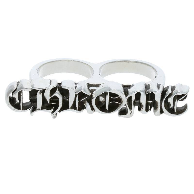 【希望者のみラッピング無料】 Hearts Chrome クロムハーツ サイズ:14/16 SS07 中古 ロゴモチーフナックルリング 指輪