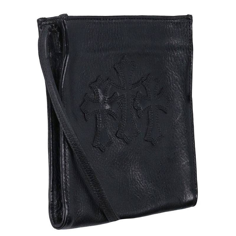 クロムハーツ Chrome Hearts SQ PKT 3CEME CRS/スクエアポケット 3クロスパッチレザーショルダーバッグ 中古 NO05