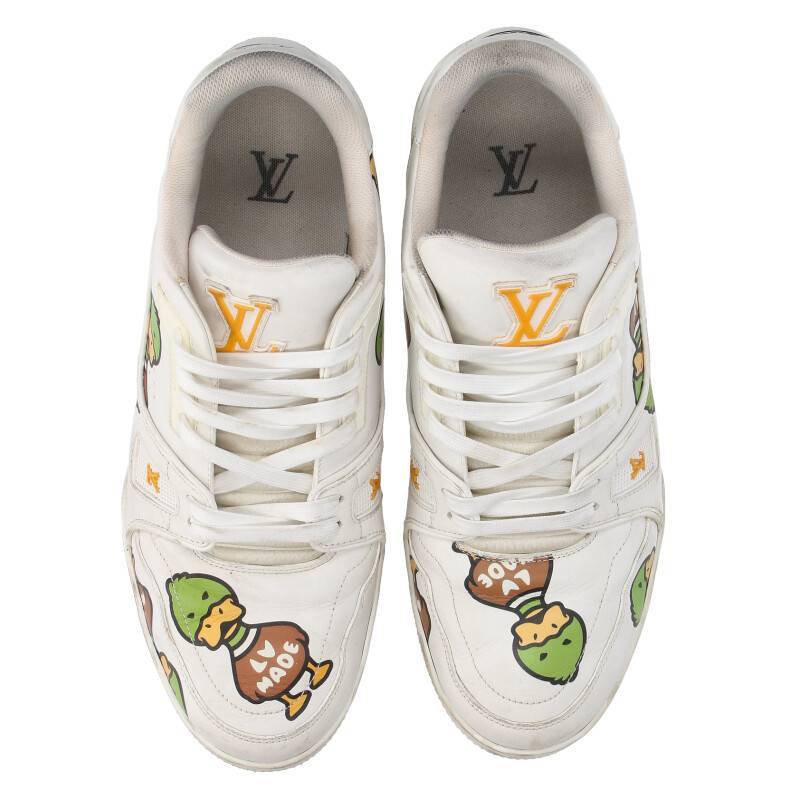 ルイヴィトン LOUISVUITTON NIGO LVトレイナー・ライン サイズ:8 ダックプリントローカットスニーカー 中古 OM10_画像4