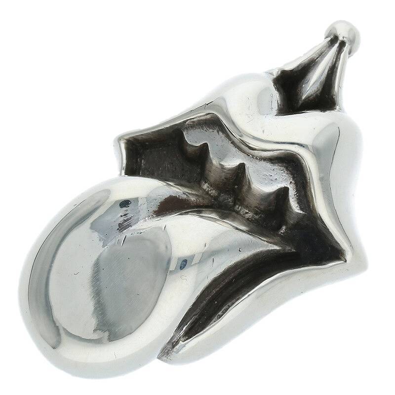 クロムハーツ Chrome Hearts LIPS TONGUE CHARM/リップアンドタンチャーム シルバーネックレストップ  OS06