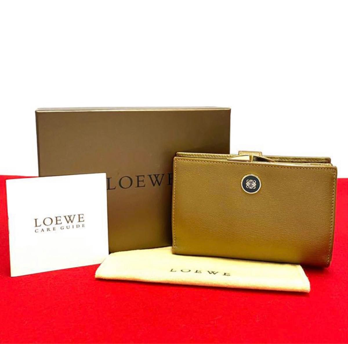 保存箱付き ロエベ アナグラム ロゴ レザー がま口 二つ折り財布 保存箱付き ロエベ アナグラム ロゴ レザー がま口 二つ折り財布