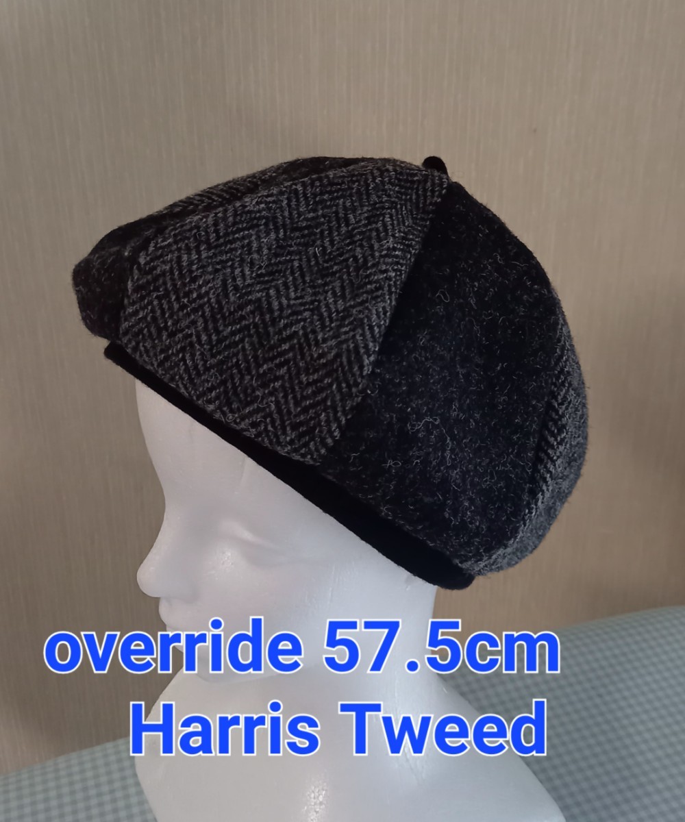 override のベレー帽57.5cm　ハリスツイード_画像1