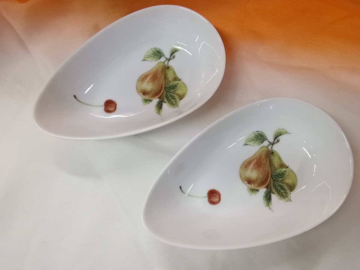 g_t Q844 Noritakeノリタケ fine porcelainファインポーセーレン マグカップ/取り皿 3点 フルーツ柄 洋食器 made in Malaysiaの画像7