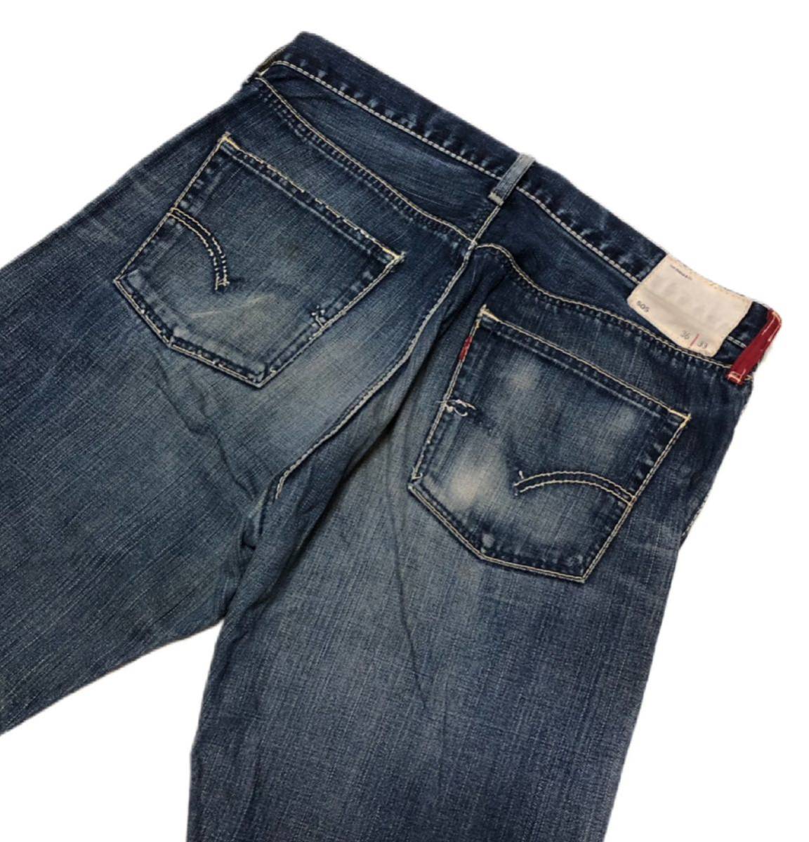 9865《Levi's リーバイス》激シブ色落ち 505 ユーズド加工 インディゴデニム ジーンズ W36L33_画像1