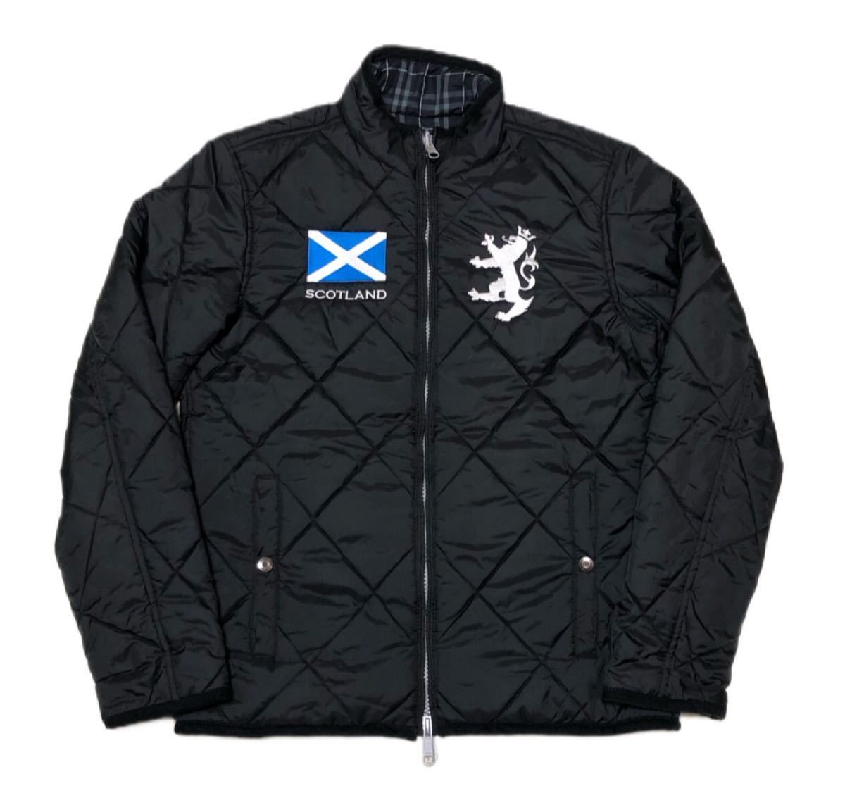 9839《Admiral アドミラル》ロゴエンブレム スコットランド国旗 刺繍 キルティング×チェック柄 リバーシブル 中綿入 ジャケット S_画像2