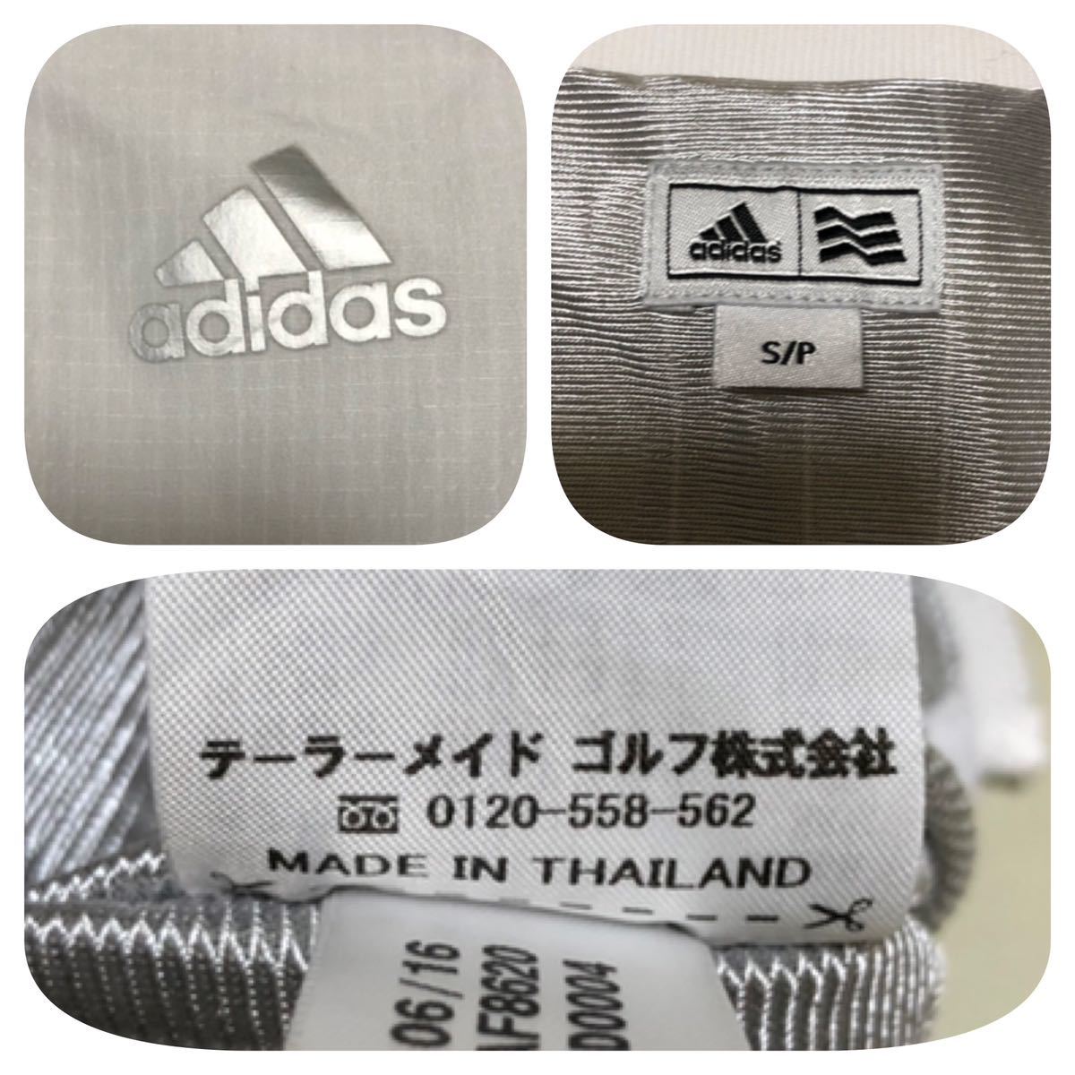 9913《adidas アディダス テーラーメイド》ロゴプリント 裏スニード地 2way プルオーバー ホワイト S_画像8